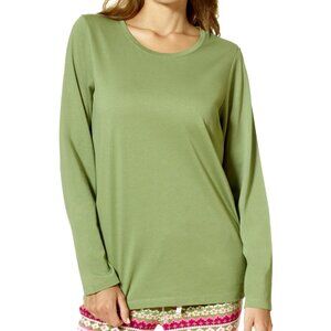 #1103 Hue Women’s Long-Sleeve Crewneck Pajama Top – Loden Green